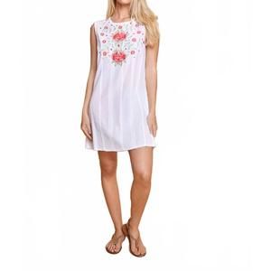 NEW GUADALUPE DESIGN camelia shift dress in white